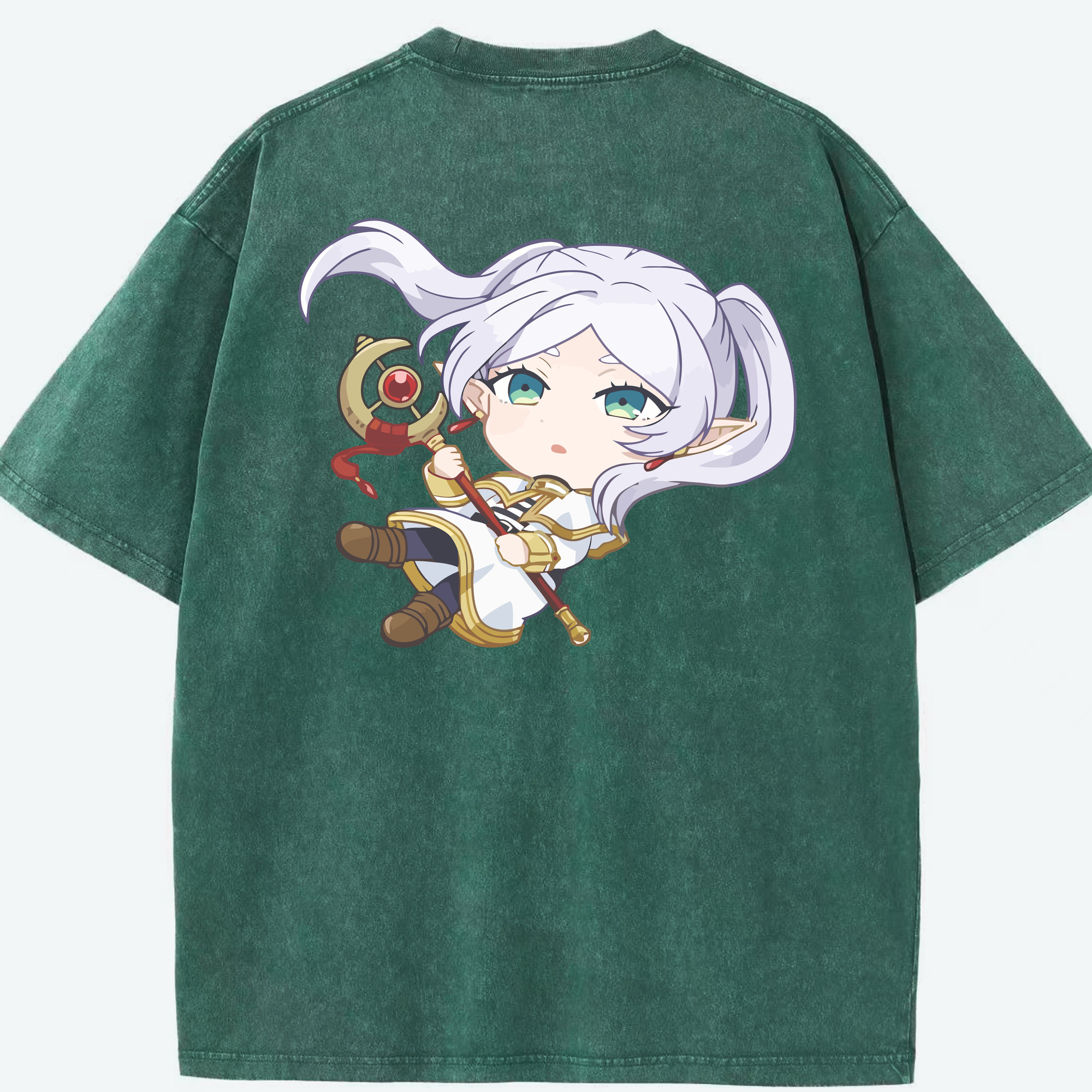 （画像用） 葬送のフリーレン Frieren 綿100% ヴィンテージ風 半袖Tシャツ（背面プリント）